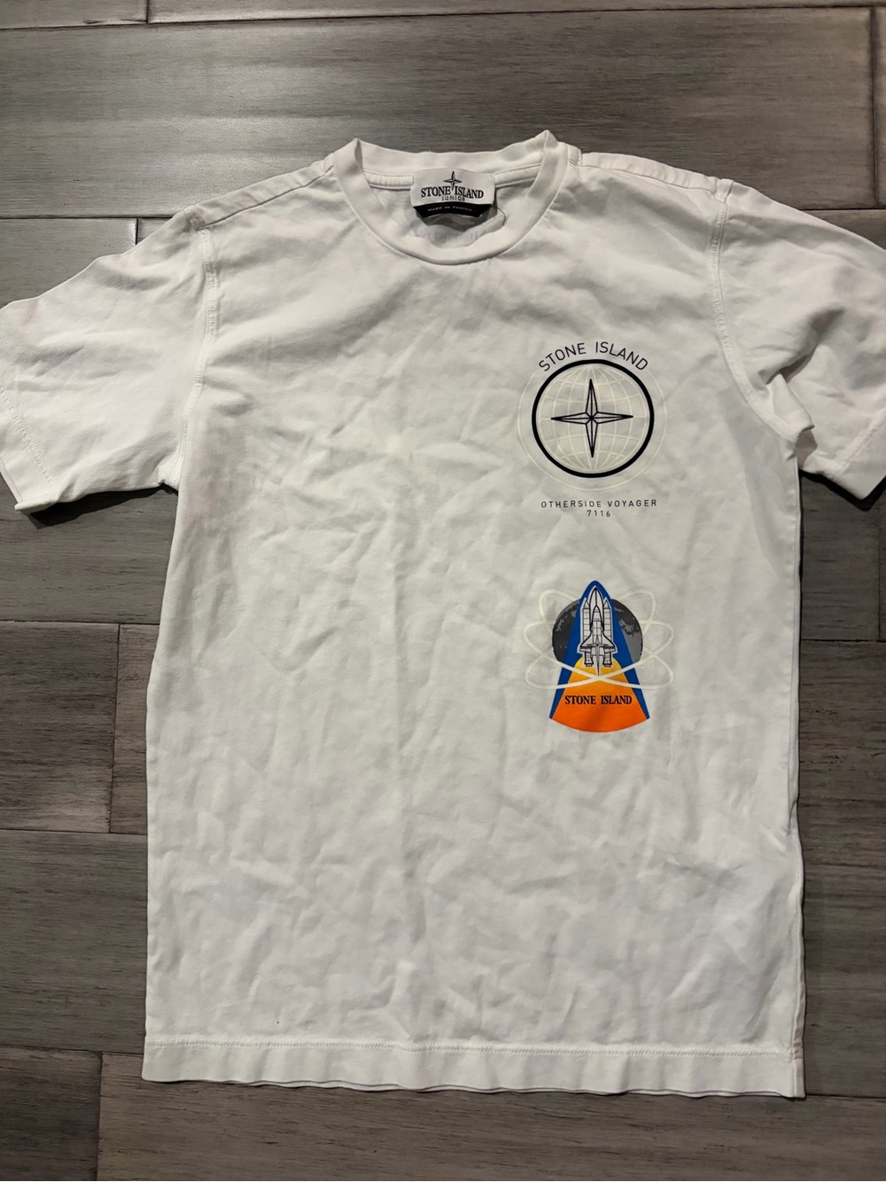 Stone Island Kids White Short Sleeve Graphic Crewneck Tee